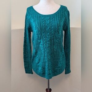 SO Women's Teal Cable Knit Sweater